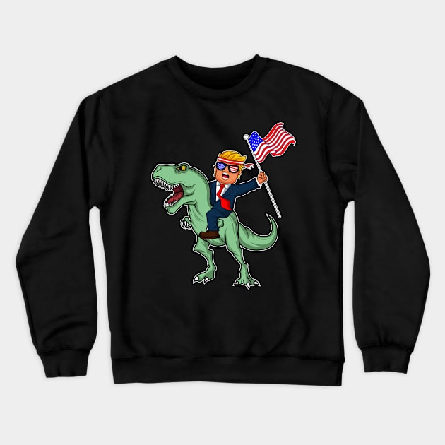 T-Rex Trump Dinosaur USA Gift Crewneck Sweatshirt by Delightful Designs